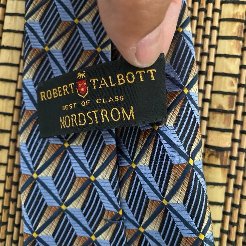 Robert Talbott Best of Class Silk Tie Blue Gold Geometric USA Nordstrom Classic